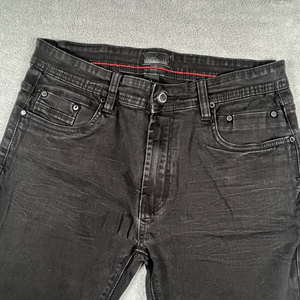 Steves Jeans Mens 33x30 Black Stretch Denim Zip Pocket Slim Straight